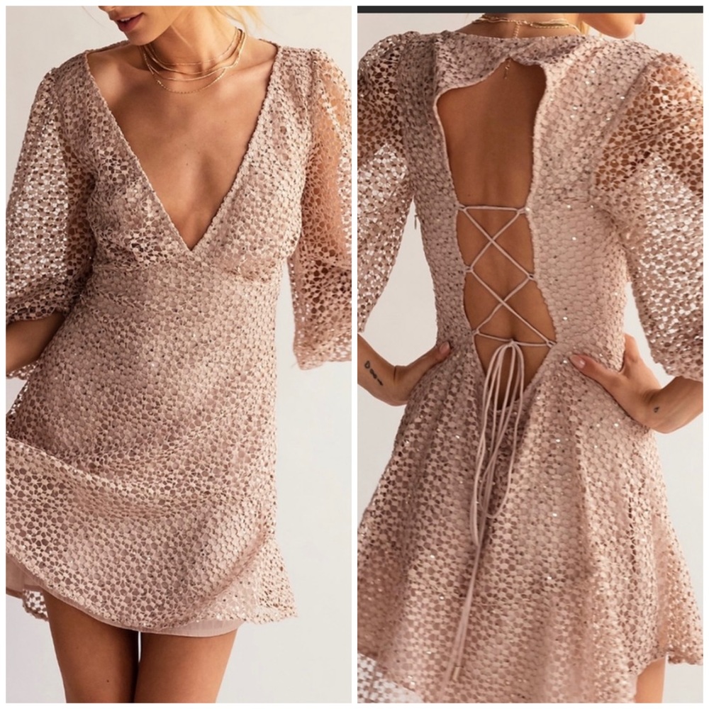 Free People Kaya Sequin Lace Dress